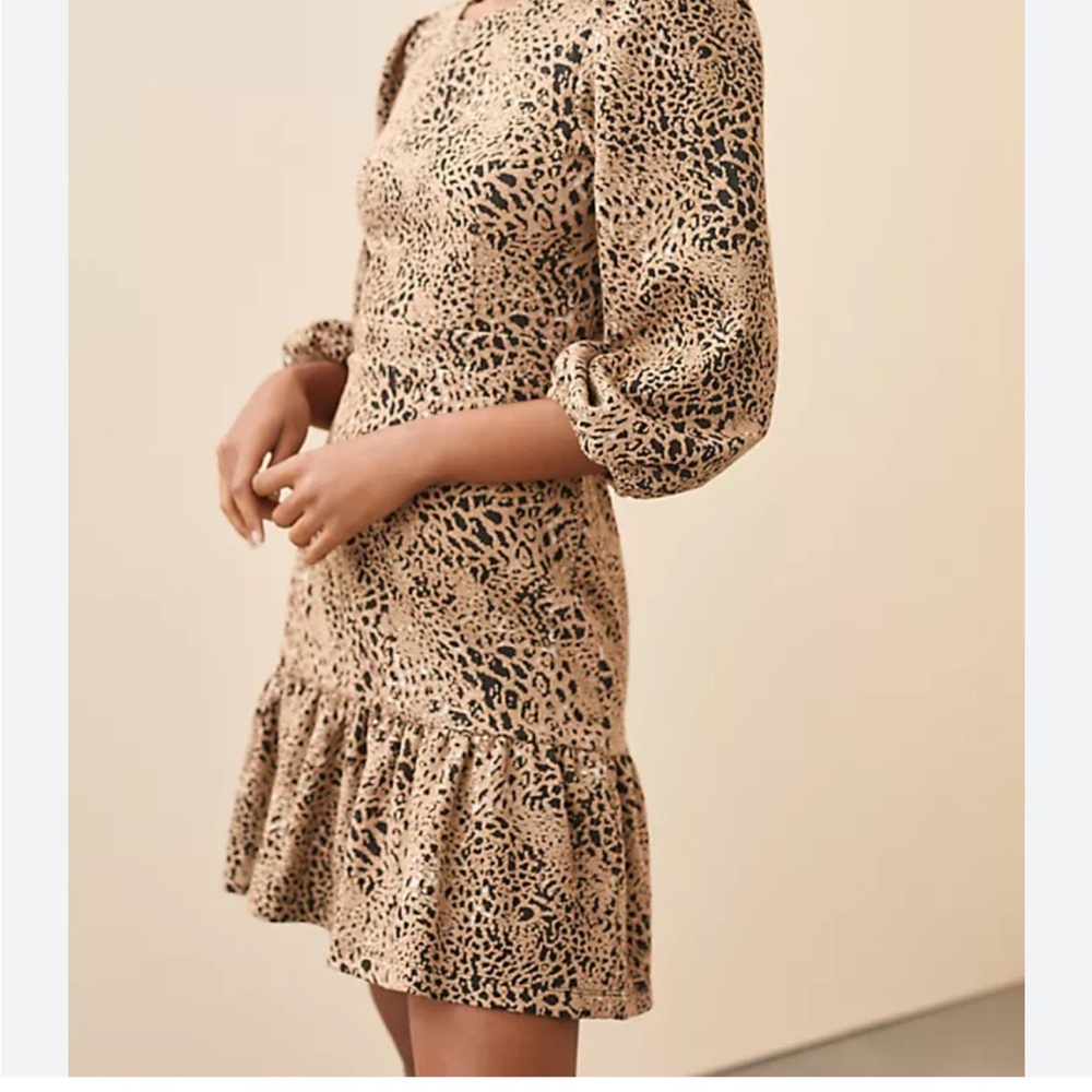 Anthropologie Black and Tan Long Sleeve Dress